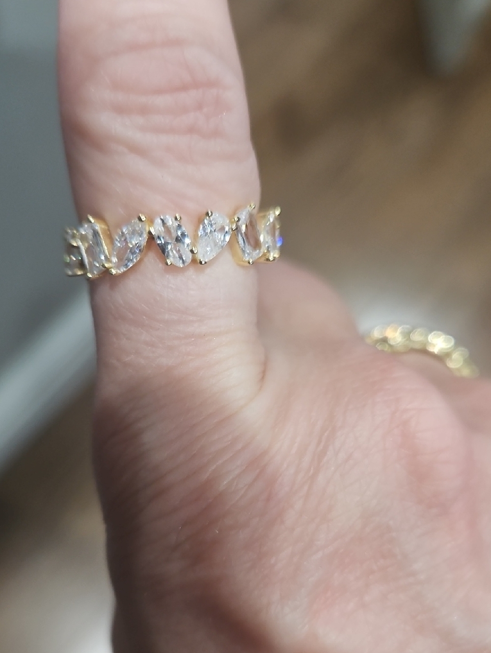 Gold Marquise CZ Leaf Band Ring - Gold Clear